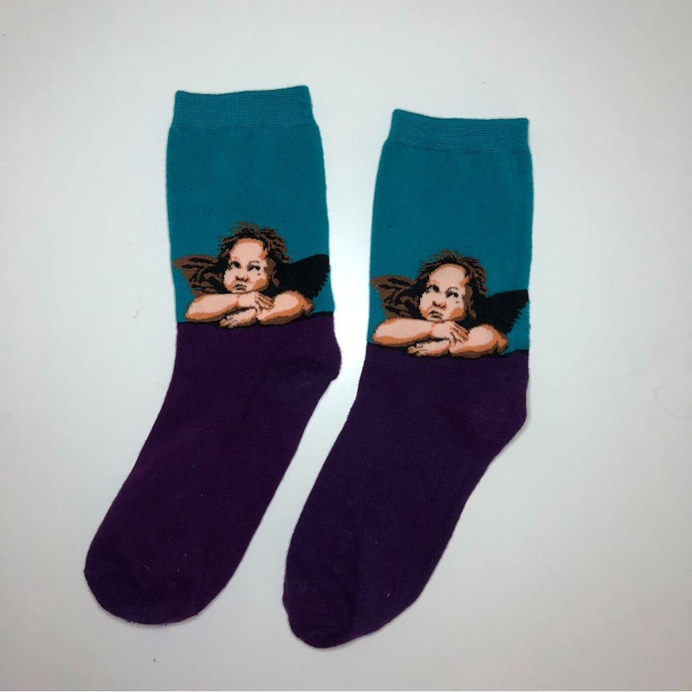 Raphael Artwork Socks *NEVER WORN* Crazy sock Day, Renaissance Day, Art Lover